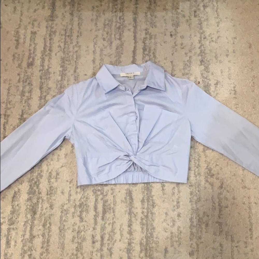 Crop Button Down Top